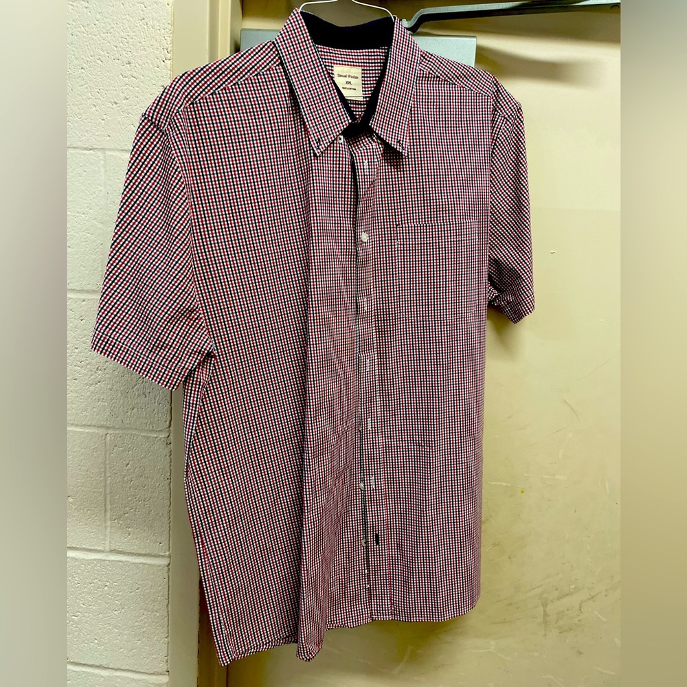 Samuel Windsor cotton red white and blue button down dress shirt. Men’s XXL